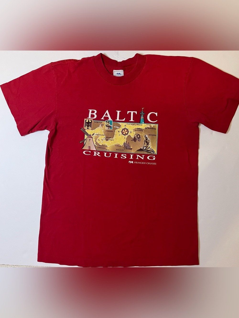 Vintage Baltic Cruise Single Stitch Graphic Tee Red Travel Shirt L